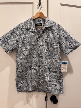 Favant Men's Short-Sleeve Button-Down Shirt in Black & White size Small NWT